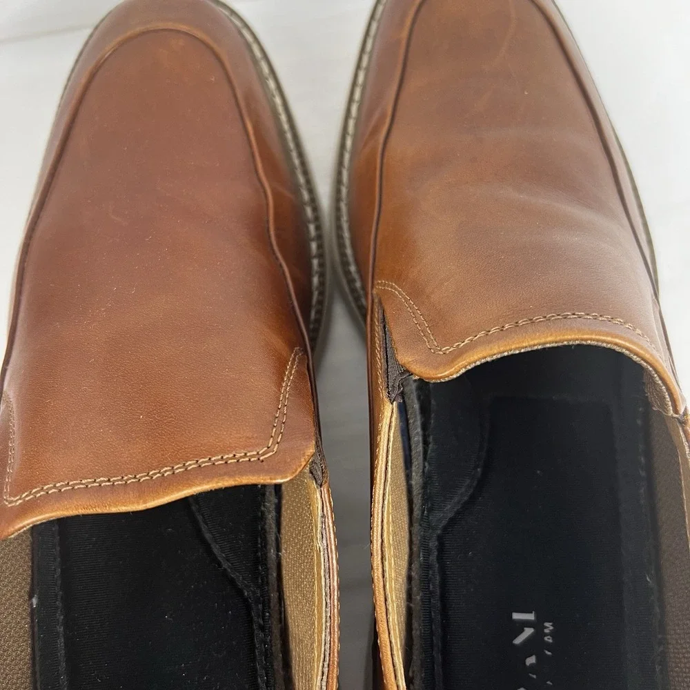 Alfani Mens Laurence SlipOn Loafers Leather Tan Brown Size 12‎
